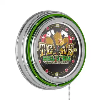 Walmart Texas Hold 'em Logo Retro Neon Analog Wall Clock with Pull Chain offer