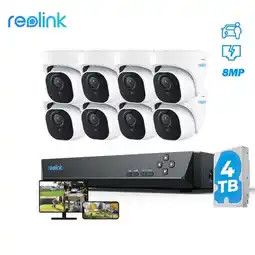 Walmart Reolink 16CH NVR 8pcs 8MP Dome PoE Cameras 4K Security Camera System, 4TB HDD 24-7 Recording, 800D8 offer