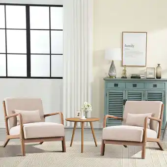 Walmart Bonzy Home Mid Century Modern Accent Chair Set of 2, Beige offer