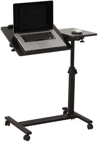 Walmart IHHIZLTT Overbed Table with Wheels, Adjustable Rolling Laptop Desk,Tray Table, Black offer