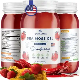 Walmart TrueSeaMoss Strawberry Sea Moss Wildcrafted Irish Gel Antioxidant Nutritional Supplements, 16 oz offer