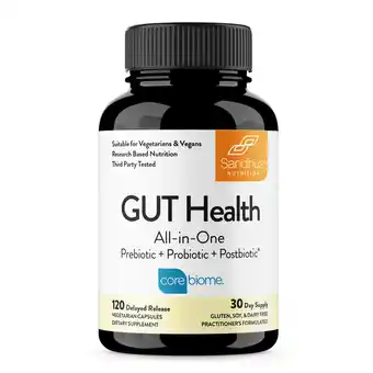 Walmart Sandhu's Gut Health Supplement, with Prebiotics + Probiotics + Postbiotic + L-Glutamine, 120 Ct offer