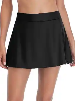 Walmart Women's Swim Skirt High Waist Build-in Brief Swimsuit Bottoms offer