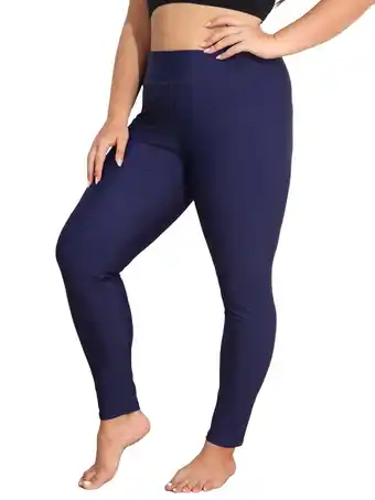 Walmart Sociala Womens High-Waisted Swim Pants Plus Size Sporty Swim Leggings UPF 50+ Swim Bottoms offer