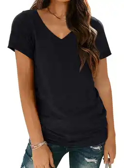 Walmart SUNBS Womens Short Sleeve V Neck Tee Shirts Casual Summer Tops for Women 2025 offer