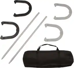 Walmart Premium Reinforced Carbon Steel Horseshoe Set With Carry Bag (Black and Gray) offer