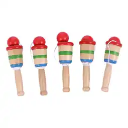 Walmart Ball cup toy 5pcs Wood Catch Ball Game Hand Eye Coordination Ball Catching Cup Game Toy offer