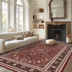 Walmart Pentantan 5'x7' Area Rug for Living Room, Red Retro Style Washable Rug with Anti-Slip Backing offer