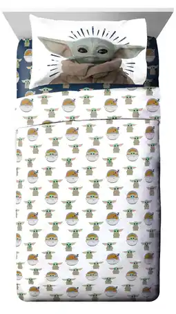 Walmart Baby Yoda Powerful Child Kids 4-Piece Full Sheet Set, Microfiber, Blue, Star Wars offer