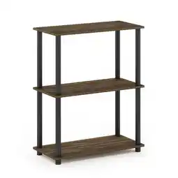 Walmart Furinno 23.6W x 11.6D x 29.5H 3-Shelf Freestanding Shelving Unit, Columbia Walnut and Black offer