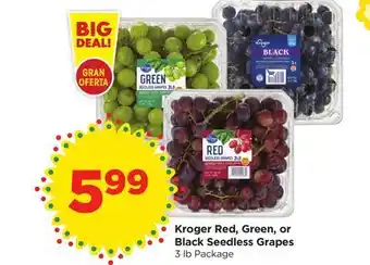 Food 4 Less Kroger Red, Green, or Black Seedless Grapes offer