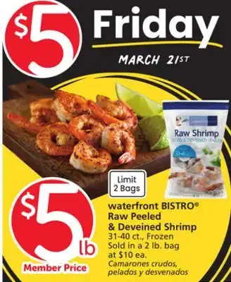 Albertsons waterfront BISTRO Raw Peeled & Deveined Shrimp offer