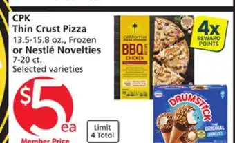 Albertsons CPK Thin Crust Pizza 13.5-15.8 oz., Frozen or Nestlé Novelties 7-20 ct offer