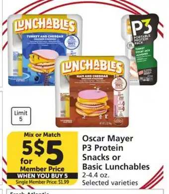 Albertsons Oscar Mayer P3 Protein Snacks or Basic Lunchables offer