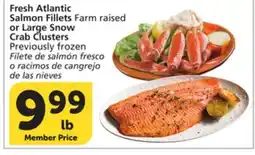 Albertsons Fresh Atlantic Salmon Fillets Farm raised or Large Snow Crab Clusters Previously frozen offer