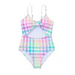 Walmart Girls Swimsuits Summer Bikini Children's Plaid One Piece Swimwear for Girls Size 8-9T offer