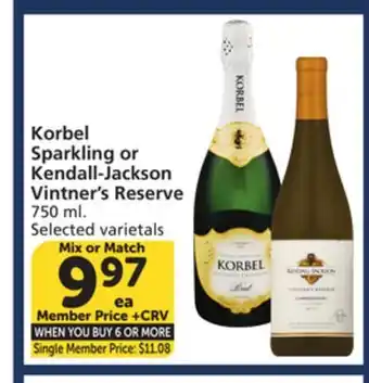 Albertsons Korbel Sparkling or Kendall-Jackson Vintner's Reserve offer