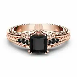 Walmart Designice Fashion 925 Silver Inlaid Black Square Diamond Princess Ring offer