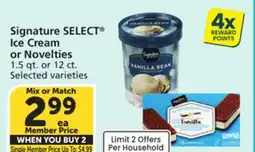 Vons Signature SELECT Ice Cream or Novelties offer