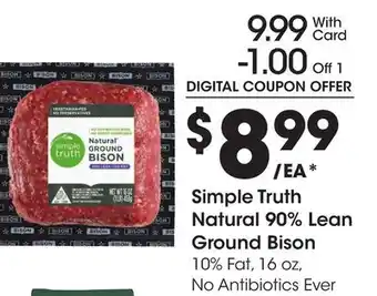 Ralphs Simple Truth Natural 90% Lean Ground Bison offer