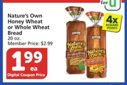 Albertsons Nature's Own Honey Wheat or Whole Wheat Bread offer