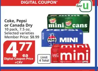 Vons Coke, Pepsi or Canada Dry offer