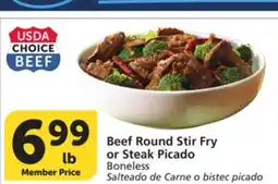 Vons Beef Round Stir Fry or Steak Picado offer