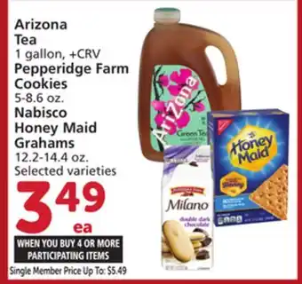 Vons Arizona Tea 1 gallon, Pepperidge Farm Cookies 5-8.6 oz. Nabisco Honey Maid Grahams 12.2-14.4 oz offer