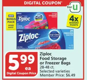 Vons Ziploc Food Storage or Freezer Bags offer