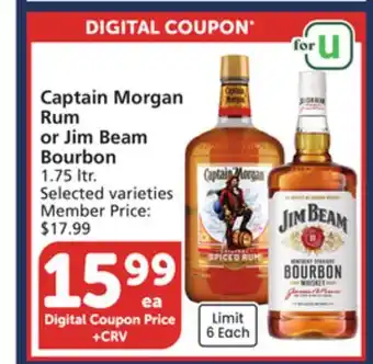 Vons Captain Morgan Rum or Jim Beam Bourbon offer