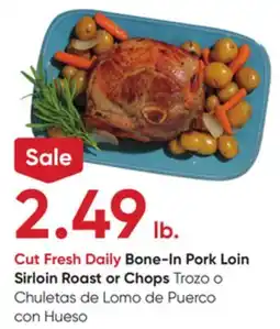 Stater Bros Cut Fresh Daily Bone-In Pork Loin Sirloin Roast or Chops offer