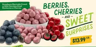 Sprouts Farmers Market Strawberry Shortcake Crunch or Milk Chocolate Dried Blueberries or Cherries offer