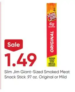 Stater Bros Slim Jim Giant-Sized Smoked Meat Snack Stick offer