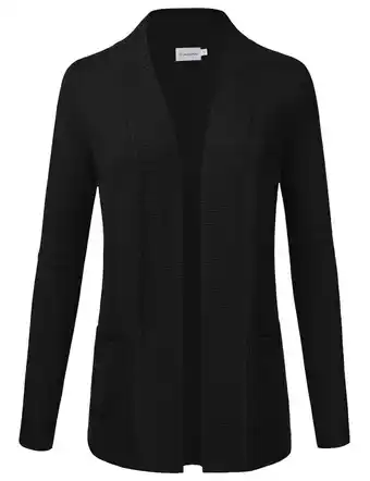 Walmart JJ Perfection Women's Solid Knit Open Front Cardigan With Pockets (Plus Size Available) offer