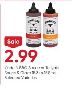 Stater Bros Kinder's BBQ Sauce or Teriyaki Sauce & Glaze offer