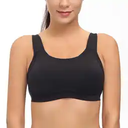 Walmart Wingslove Women's Non Padded Wireless Plus Size High Impact Sports Bra, Black 38DD offer