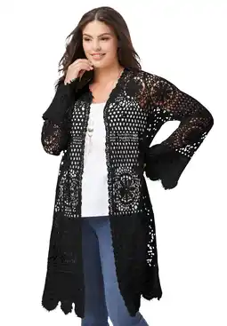 Walmart Roaman's Women's Plus Size Floral Lace Crochet Duster offer