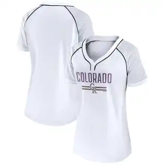 Walmart Women's Fanatics White Colorado Rockies Play Calling Raglan V-Neck T-Shirt offer