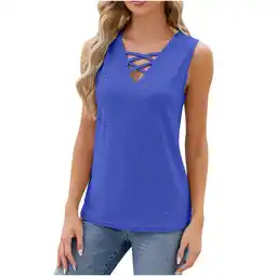 Walmart UYISJ Summer Tops for Women Sleeveless Criss Cross Casual Tank Tops Solid Color Shirt Basic Blouse offer