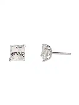 Walmart Brilliance Fine Women's Square CZ 10kt White Gold Stud Earrings, 7mm offer