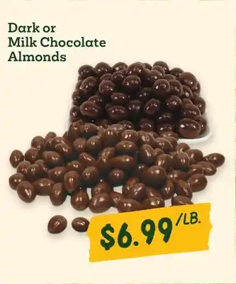 Sprouts Farmers Market Dark or Milk Chocolate Almonds offer