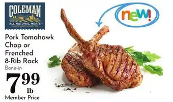 Pavilions Pork Tomahawk Chop or Frenched 8-Rib Rack offer