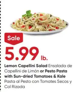 Stater Bros Lemon Capellini Salad or Pesto Pasta Sun-dried Tomatoes & Kale offer