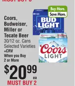 Smart & Final Coors, Budweiser, Miller or Tecate Beer offer