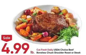 Stater Bros Cut Fresh Daily USDA Choice Beef Boneless Chuck Shoulder Roast or Steak offer