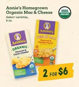 Sprouts Farmers Market Annie's Homegrown Organic Mac & Cheese offer