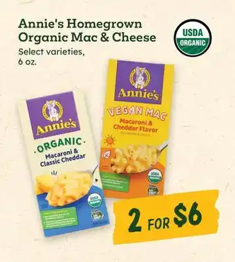 Sprouts Farmers Market Annie's Homegrown Organic Mac & Cheese offer