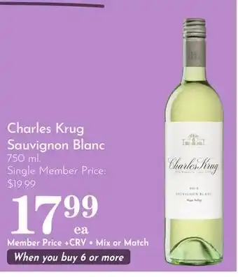 Pavilions Charles Krug Sauvignon Blanc offer