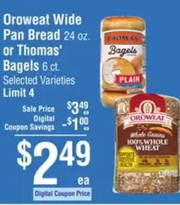 Smart & Final Oroweat Wide Pan Bread or Thomas' Bagels offer