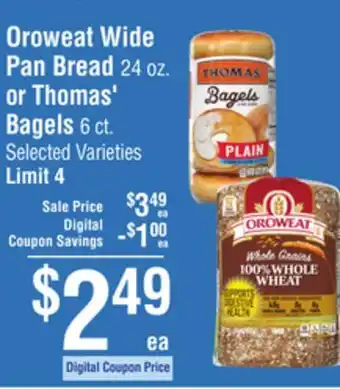 Smart & Final Oroweat Wide Pan Bread or Thomas' Bagels offer